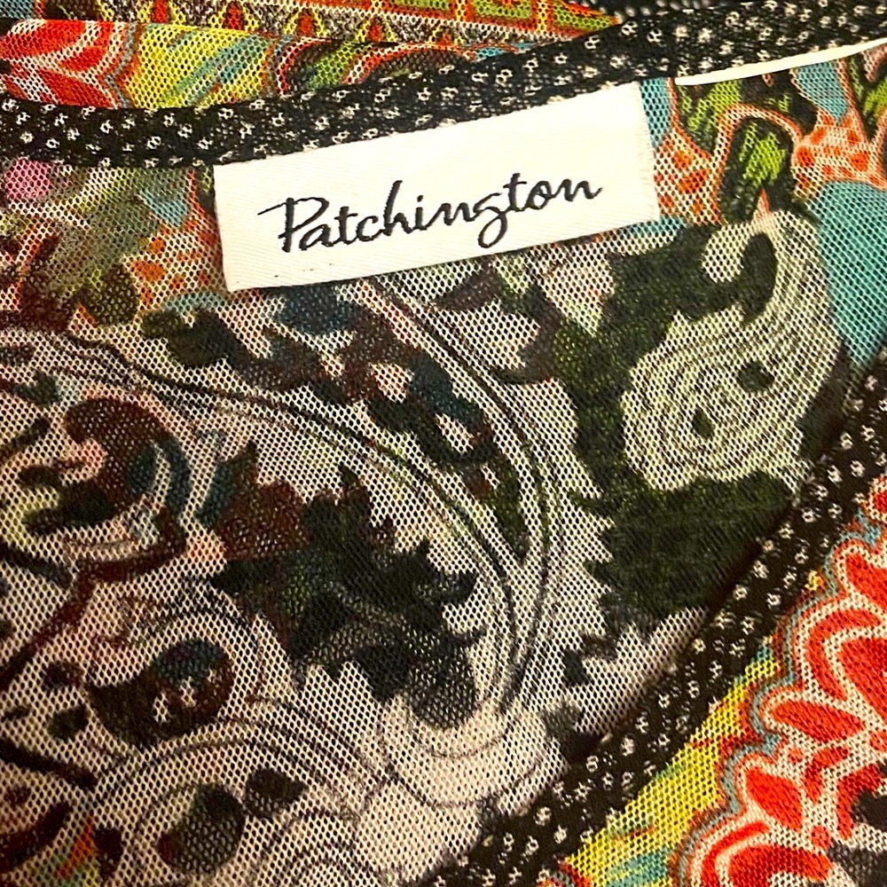 PATCHINGTON Multi Color Printed Mesh Peplum Top - Picture 7 of 7